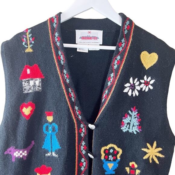 Vintage Obermeyer Folk‎ Art Wool Knit Meg Sweater Vest Women's XL - Picture 2 of 6